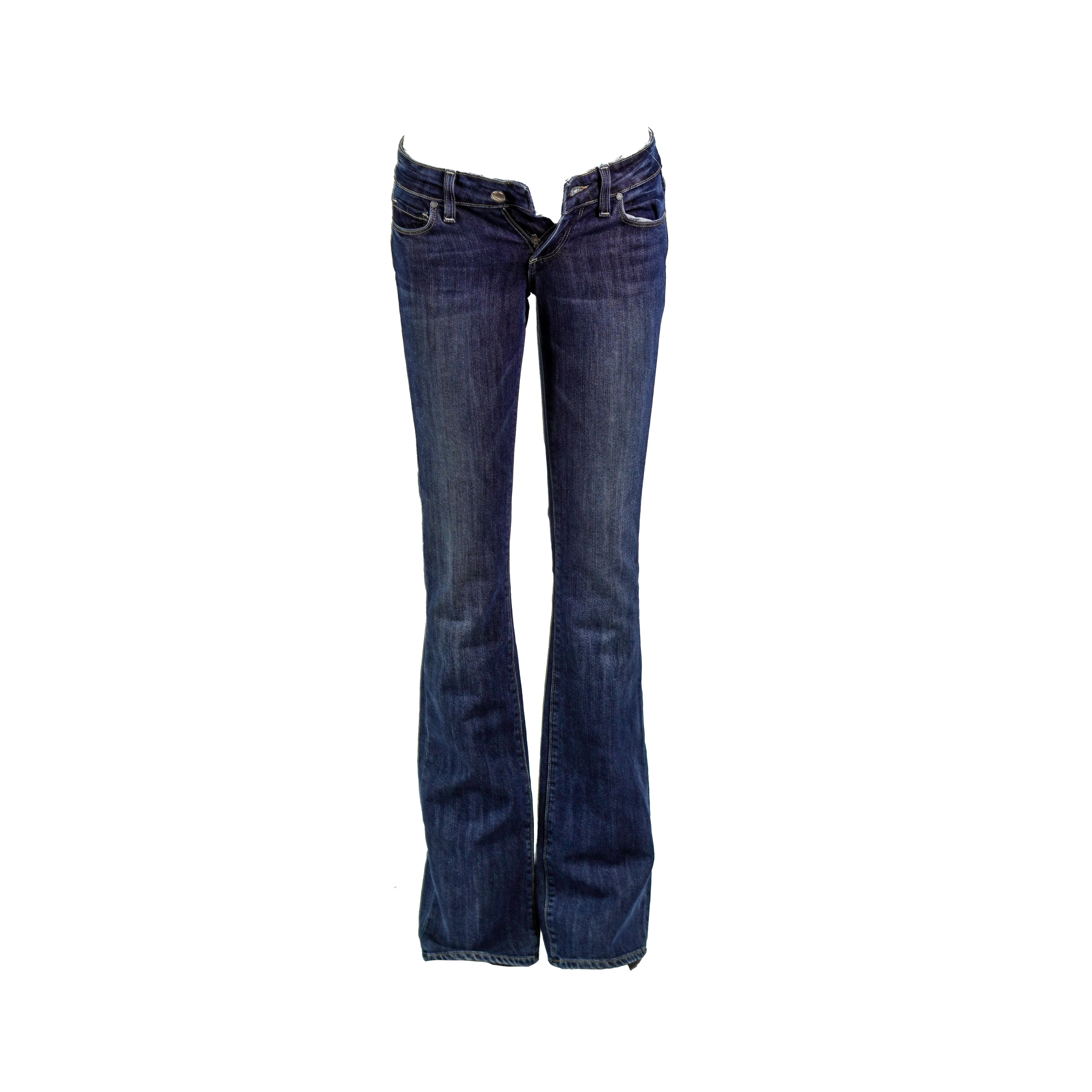 Paige Junior's Stretch Canyon Boot Cut Low Rise Jeans Dark Blue Size 24