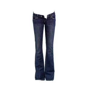 Paige Junior's Stretch Canyon Boot Cut Low Rise Jeans Dark Blue Size 24