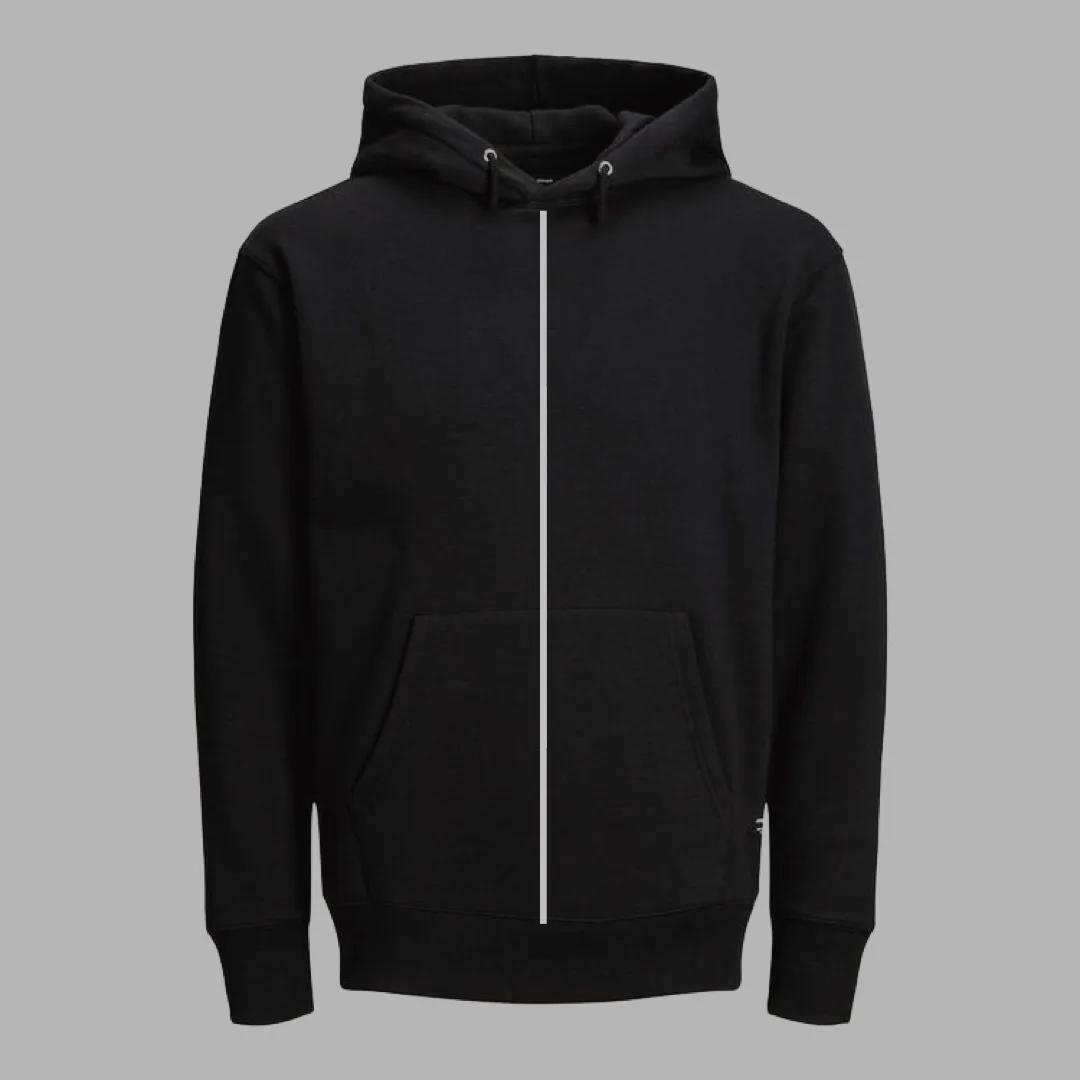 Piping Reflective Black Hoodie