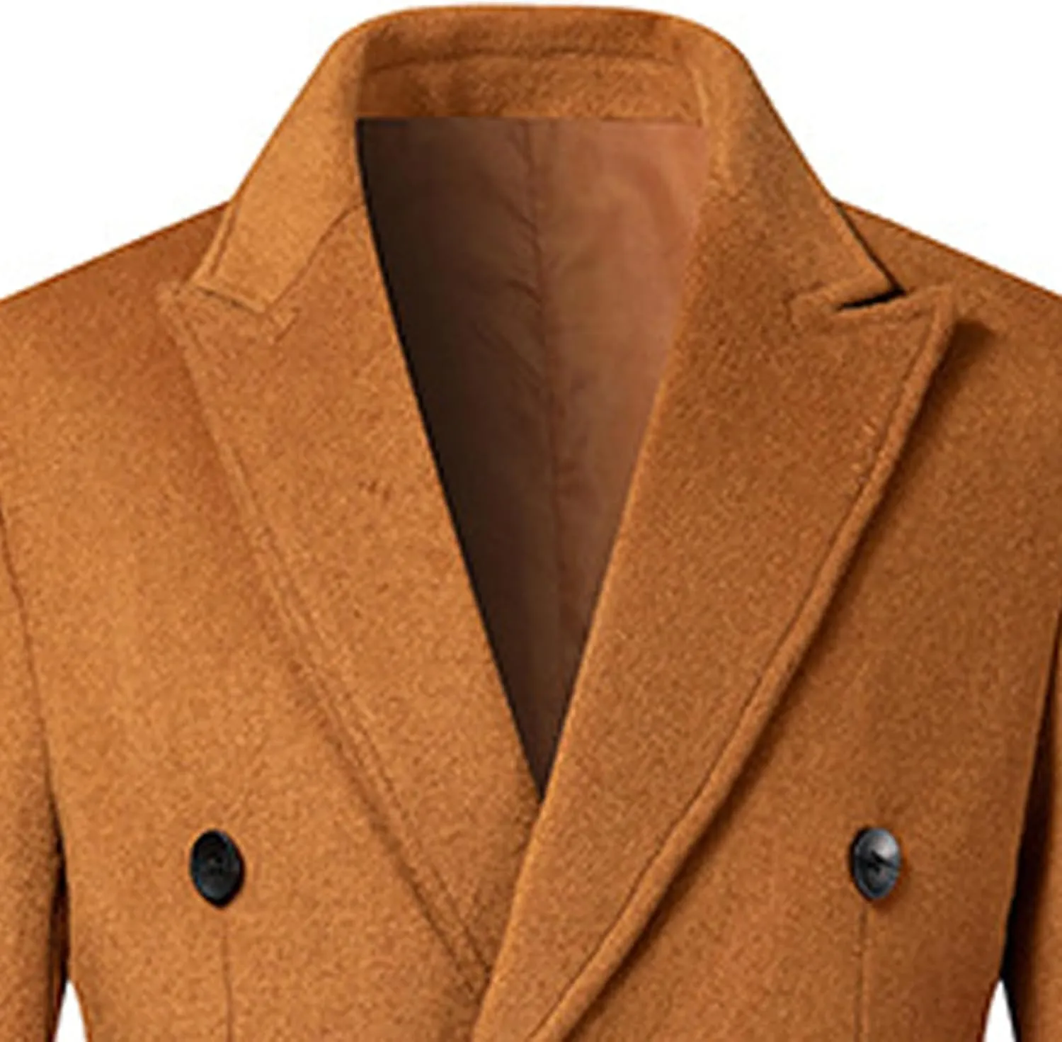 Sexyshine Mens Full Length Wool Trench Coat Notched Lapel Double Breasted Long Overcoat Windbreaker Pea Coat Jacket