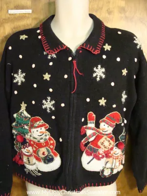 Snowman Families 80s Ugly Christmas Jumper