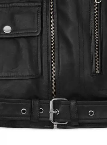 Stylish Biker Style Fashion Leather Black Jacket For Ladies