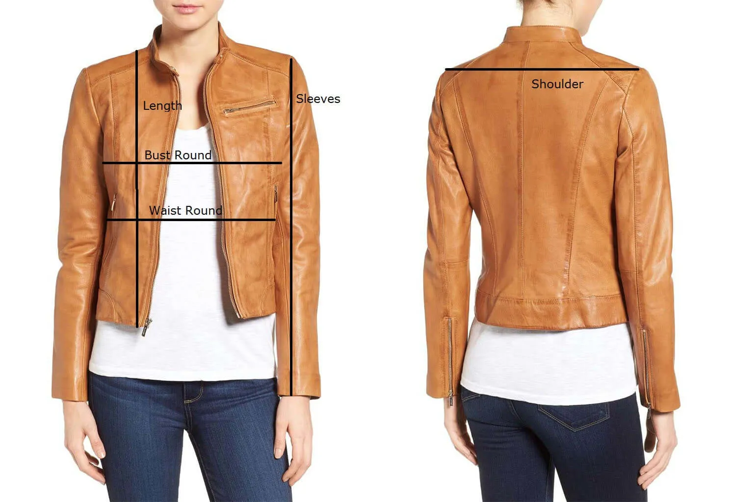 Stylish Biker Style Fashion Leather Black Jacket For Ladies