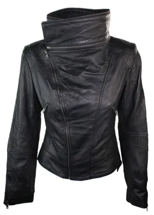Stylish Brand New Women's Fashion Motorcycle Cow Leather Slim fit Jacket