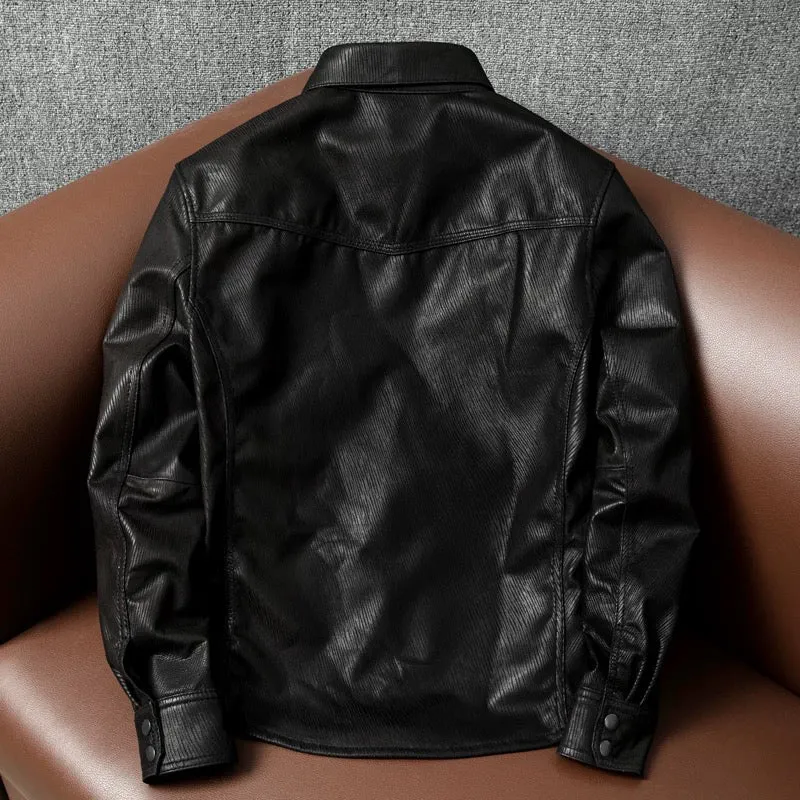 Super Soft Lapel Shirt Genuine Leather Jacket