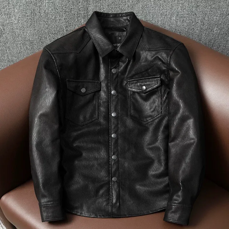 Super Soft Lapel Shirt Genuine Leather Jacket