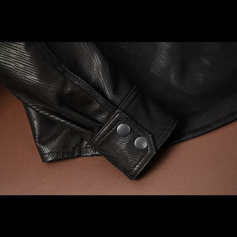 Super Soft Lapel Shirt Genuine Leather Jacket