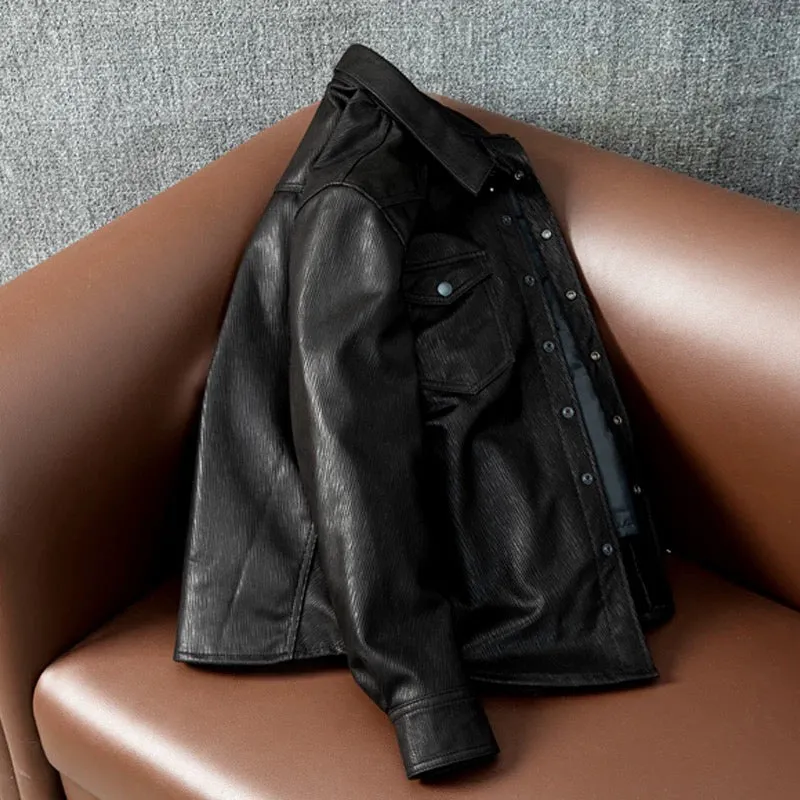 Super Soft Lapel Shirt Genuine Leather Jacket
