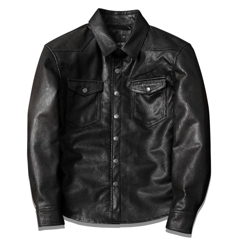 Super Soft Lapel Shirt Genuine Leather Jacket