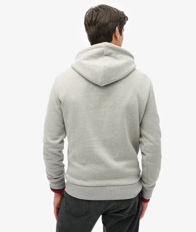 Superdry Retro Stripe Logo Hoodie - Grey Marl