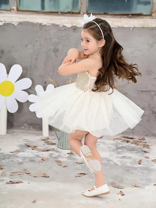 Toddlers Girls Straps Sequins Princess Tutu Party Mini Dress