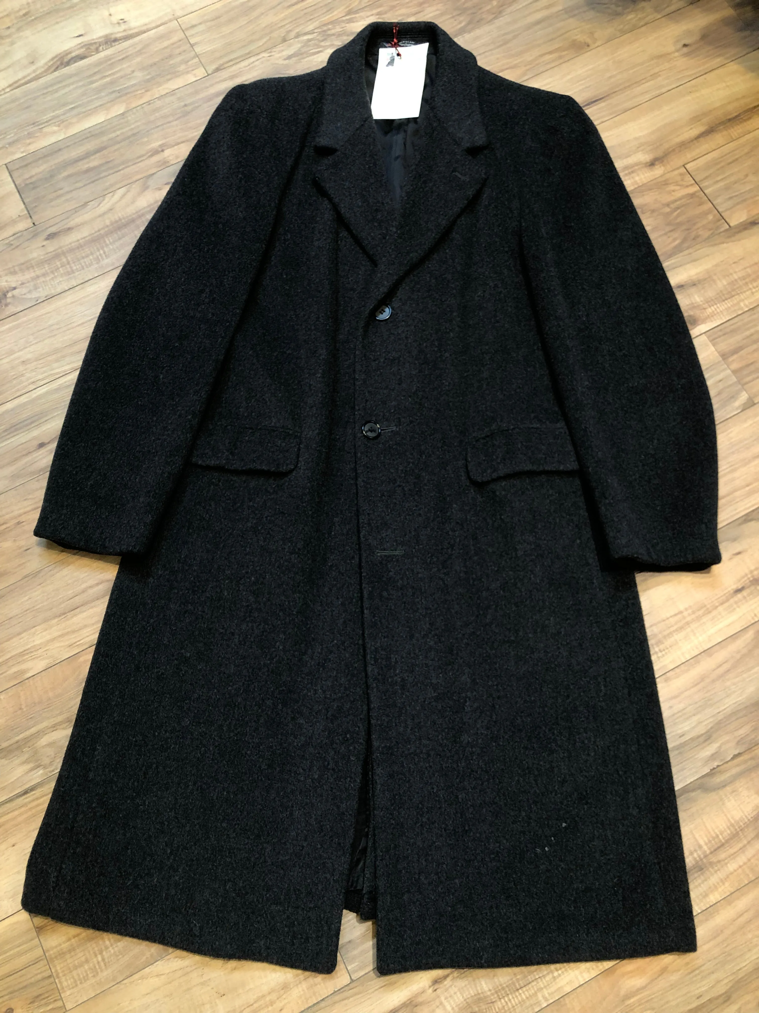 Vintage Adolfo Charcoal Grey Wool Coat, Made in USA, Size 42L