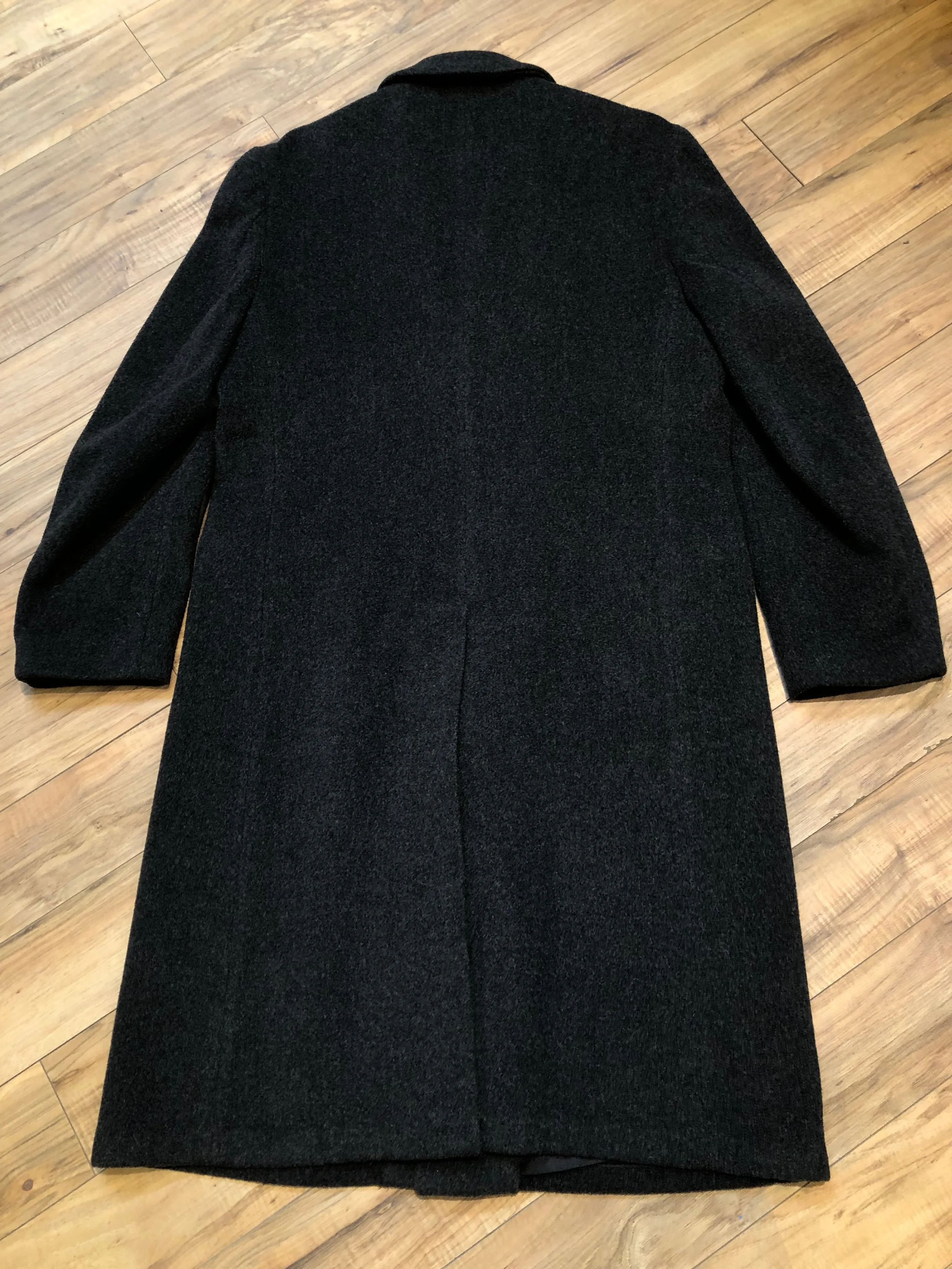Vintage Adolfo Charcoal Grey Wool Coat, Made in USA, Size 42L