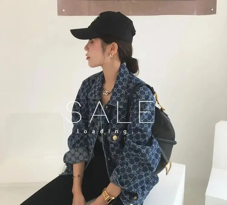 Vintage Loose Print Blue Denim Jacket