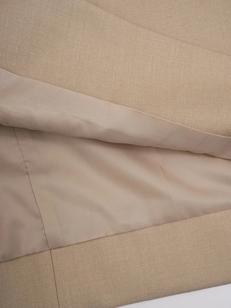 Wenkouban-Winter outfits Christmas Khaki V-Neck Side Button Irregular Length Fashion Blazer