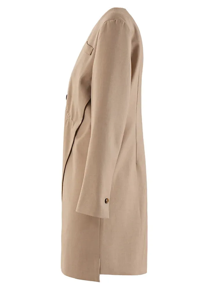 Wenkouban-Winter outfits Christmas Khaki V-Neck Side Button Irregular Length Fashion Blazer