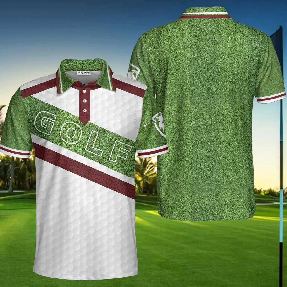 White And Green Men Golfer Golf Polo Shirt, Unique Golf Shirt For Men, Cool Gift For Golfers Coolspod