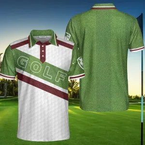 White And Green Men Golfer Golf Polo Shirt, Unique Golf Shirt For Men, Cool Gift For Golfers Coolspod