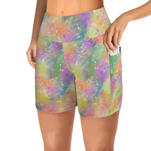 Windswept Spring Yoga Shorts with Pockets up to 5 XL (FWS)