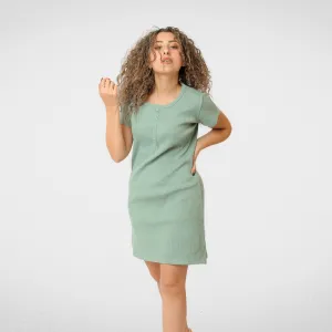 Women Cotton Dress - Possible - Oil Green
