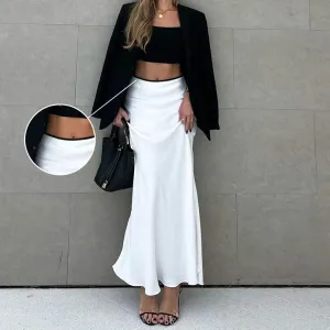 Women's New Satin Color Block Skirt